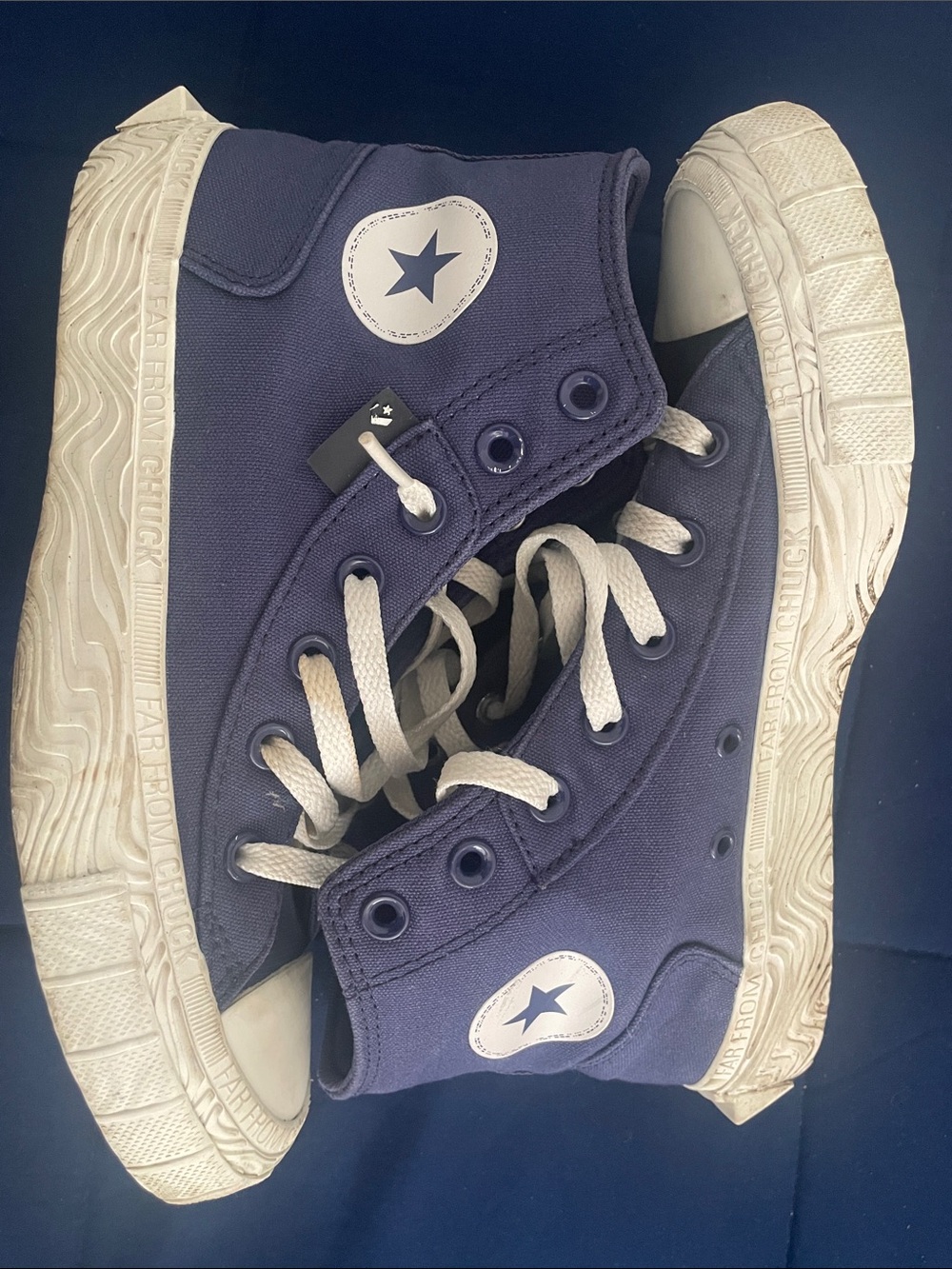 Kids Navy High-Top Canvas Sneakers with Star Patch